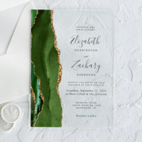 Moderne Hunter Green Gold Agate Hochzeit
