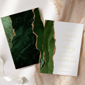 Moderne Hunter Green Gold Agate Hochzeit Folieneinladung