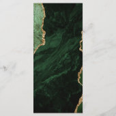 Moderne Hunter Green Gold Agate Hochzeit Menükarte (Rückseite)