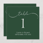 Moderne Hunter Green Script Hochzeitsskrippe-Tisch Programm (Vorne/Hinten)