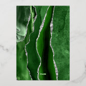 Moderne Hunter Green Silver Agate Dark Wedding Folieneinladung (Rückseite)