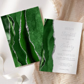 Moderne Hunter Green Silver Agate Hochzeit Folieneinladung