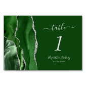 Moderne Hunter Green Silver Agate Hochzeit Tischnummer (Rückseite)