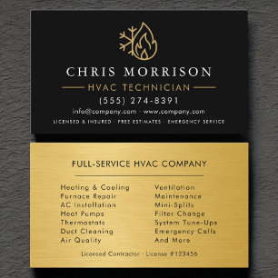 Moderne HVAC Black Gold Logo Metallisch Visitenkarte