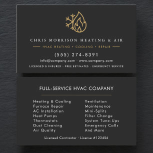 Moderne HVAC-Serviceunternehmen Black Gold Visitenkarte