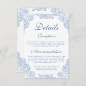 Moderne Hydrangea Dusty Blue Floral Details Begleitkarte (Vorne/Hinten)