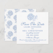 Moderne Hydrangea Dusty Blue Floral Wedding Save The Date (Vorne/Hinten)