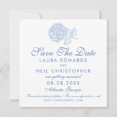 Moderne Hydrangea Dusty Blue Floral Wedding Save The Date (Vorderseite)