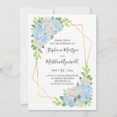 Moderne Hydrangea White Roses Geometric Wedding Einladung (Vorderseite)