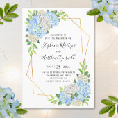 Moderne Hydrangea White Roses Geometric Wedding Einladung