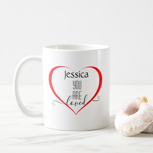 Moderne I-Liebe Ihr einfaches Herz personalisieren Kaffeetasse (Mit Donut)