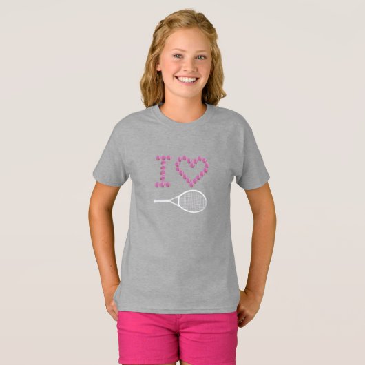 Moderne I Liebe Tennis Girls' T-Shirt (Vorne ganz)