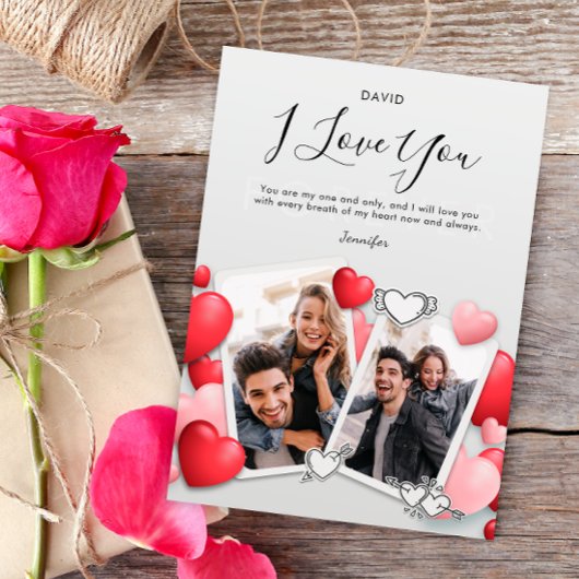 Moderne I Liebe You Foto Holiday Card Dankeskarte