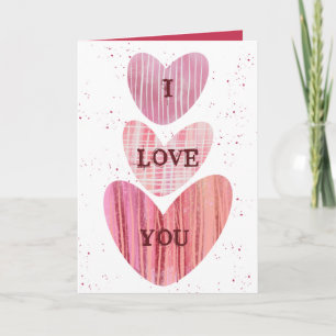Moderne I Love You Valentinskarten mit rosa Herzen Karte