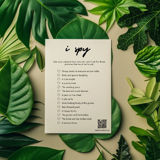 Moderne I Spy Wedding Game Card Einladung