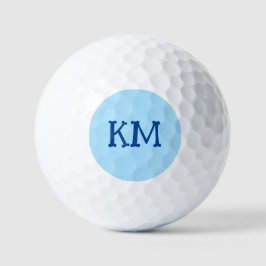 Moderne Ice Blue Color | Blue Monogram Initials Golfball