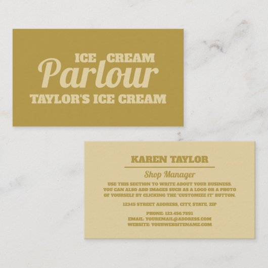 Moderne Ice Cream Parlon Business Card Visitenkarte (Vorne/Hinten)