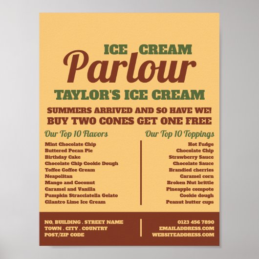 Moderne Ice Cream Parlor Werbung Poster (Vorne)