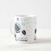 Moderne ich brauche mehr Platz Black Cat Cartoon Kaffeetasse (Vorderseite Links)