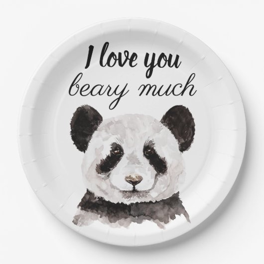 Moderne ich Liebe, dass Sie viel schwarz und weiß Pappteller (Vorderseite)