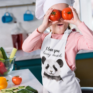 Moderne Ich liebe dich sehr Panda in schwarz-weiß Kinderschürze