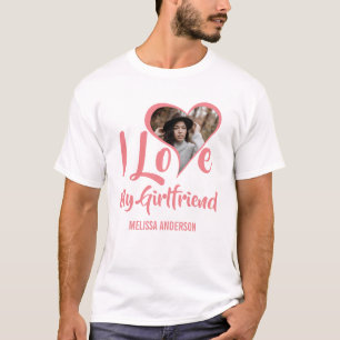 Moderne Ich liebe meine Freundin Herz Foto T-Shi T-Shirt