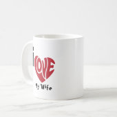 Moderne "Ich liebe rotes Herz"-Zitat Kaffeetasse (Vorderseite Links)