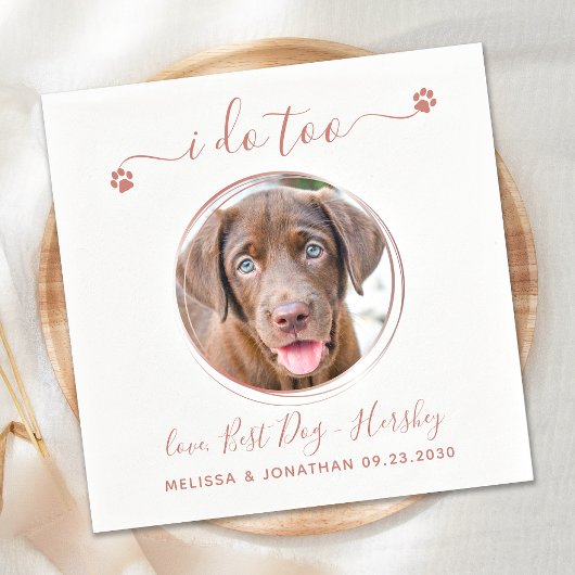 Moderne ich tue zu Rose Gold Pet Foto Hochzeit Serviette