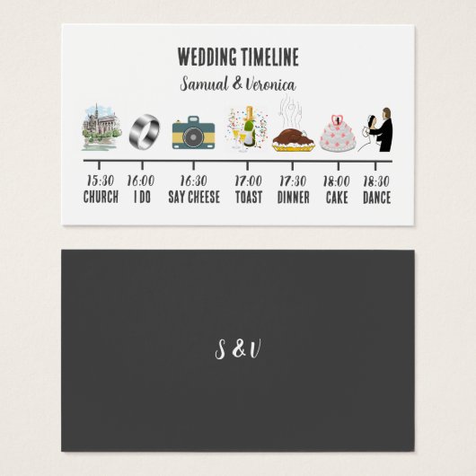 Moderne Icon Wedelzeitkarte (Vorne & Hinten)