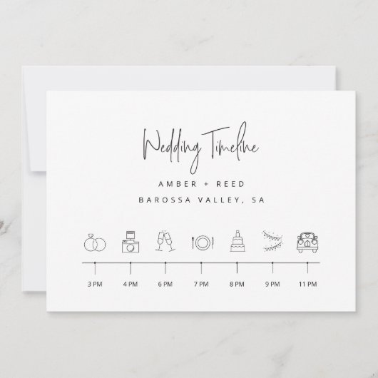 Moderne Icons Wedding Timeline Order of Events Car (Vorderseite)