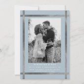 Moderne Icy Blue & Silver Foto Wedding Einladung (Vorderseite)