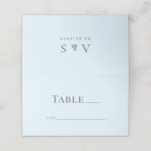 Moderne Icy Blue Wedding Folding Platzkarte (Außenseite Aufgefaltet)