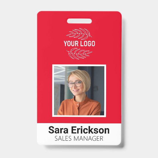 Moderne ID Card Red Business Mitarbeiter QR Ausweis (Vorderseite)