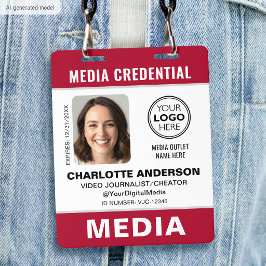 Moderne ID-Foto-Medien-Press-Logo-Sicherheit Rot Ausweis