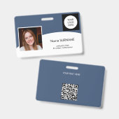 Moderne ID-Kartenfirma Logofoto QR-Code navy Ausweis (Vorder- & Rückseite)