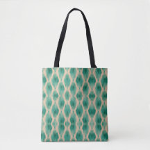 Moderne Ikat-Boho-Tasche | Teal & Clay Textur