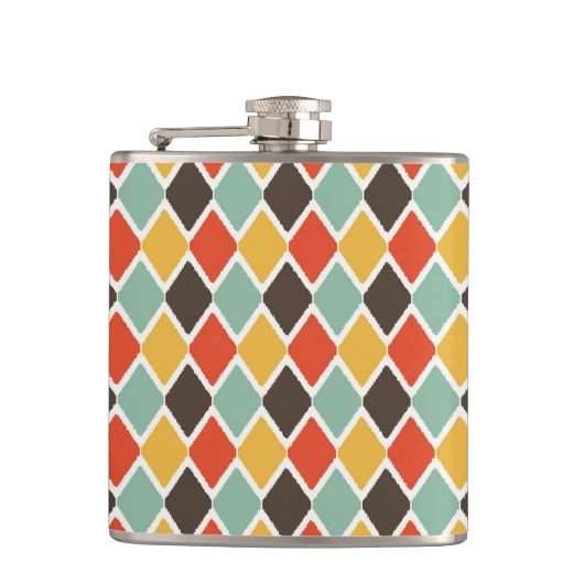 Moderne Ikat-Stammesmode Muster Flachmann (Vorderseite)