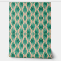 Moderne Ikat Türkis & Beige Tapete | Organisch Boh