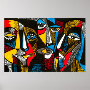 Moderne Illustration im linocut-Stil. Surreal colo Poster