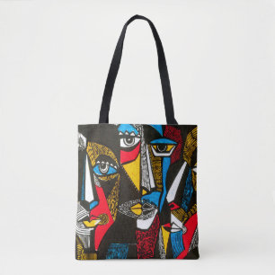 Moderne Illustration im linocut Stil. Surreal colo Tasche