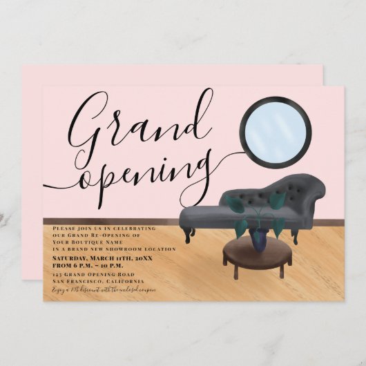 Moderne Illustrations-Schönheitssalon-Öffnung Einladung (Vorne/Hinten)