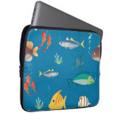 Moderne illustrierte Fische und Seepferdchen Muste Laptopschutzhülle (Vorne Rechts)