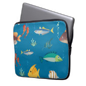 Moderne illustrierte Fische und Seepferdchen Muste Laptopschutzhülle (Vorderseite Links)