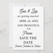 Moderne illustrierte Hochzeitseinladung für Paare Save The Date (Rückseite)