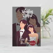 Moderne Illustrierte Hochzeitseinladung Save The Date (Stehend Vorderseite)