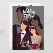 Moderne Illustrierte Hochzeitseinladung Save The Date (Vorne/Hinten)