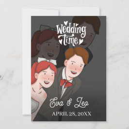 Moderne Illustrierte Hochzeitseinladung Save The Date