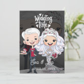 Moderne Illustrierte Hochzeitseinladung Save The Date (Stehend Vorderseite)