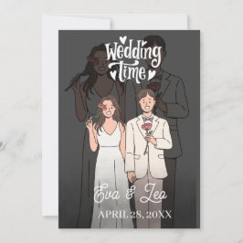 Moderne Illustrierte Hochzeitseinladung Save The Date