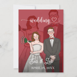 Moderne Illustrierte Hochzeitseinladung Save The Date